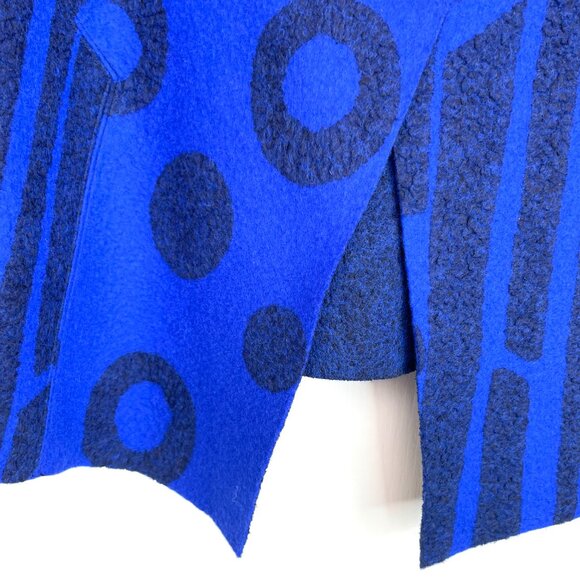 Miriam Carter FeltmakerWoolArt Vest Asymmetrical Button Blue Black Handmade L/XL - Picture 6 of 12